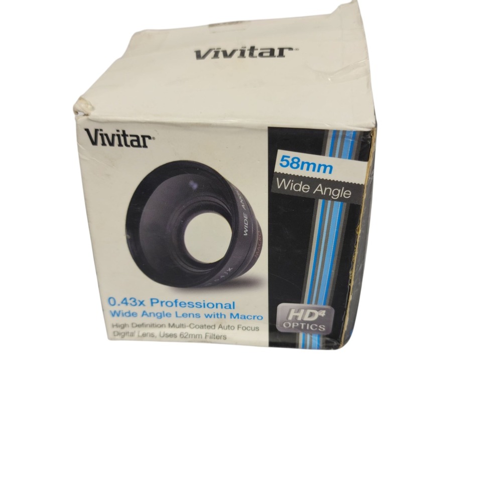 Vivitar 58mm 0.43x Professional Wide Angle Lens Macro HD Optics Digital Cameras